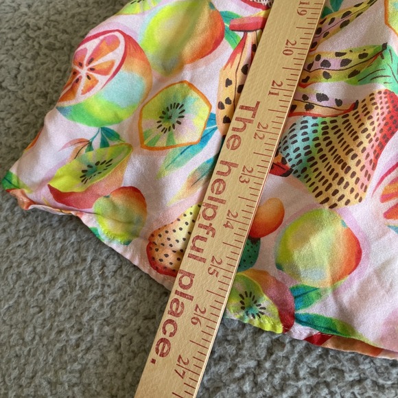 Farm Rio Wrap Blouse Womens XL Pink Rainforest Print Colorful summery Fairy Comf - Picture 13 of 16